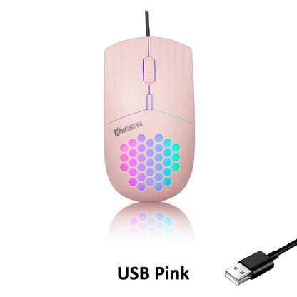 Wired RGB Backlit Honeycomb Shell Gaming Mouse